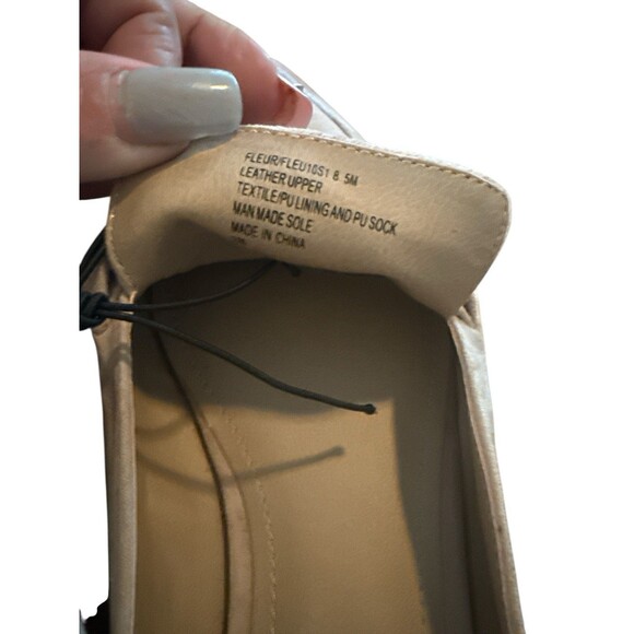 Steve Madden Fleur Chain Mule Loafers Womens 8.5M Beige Pointed Toe Leather Chic - Picture 4 of 5